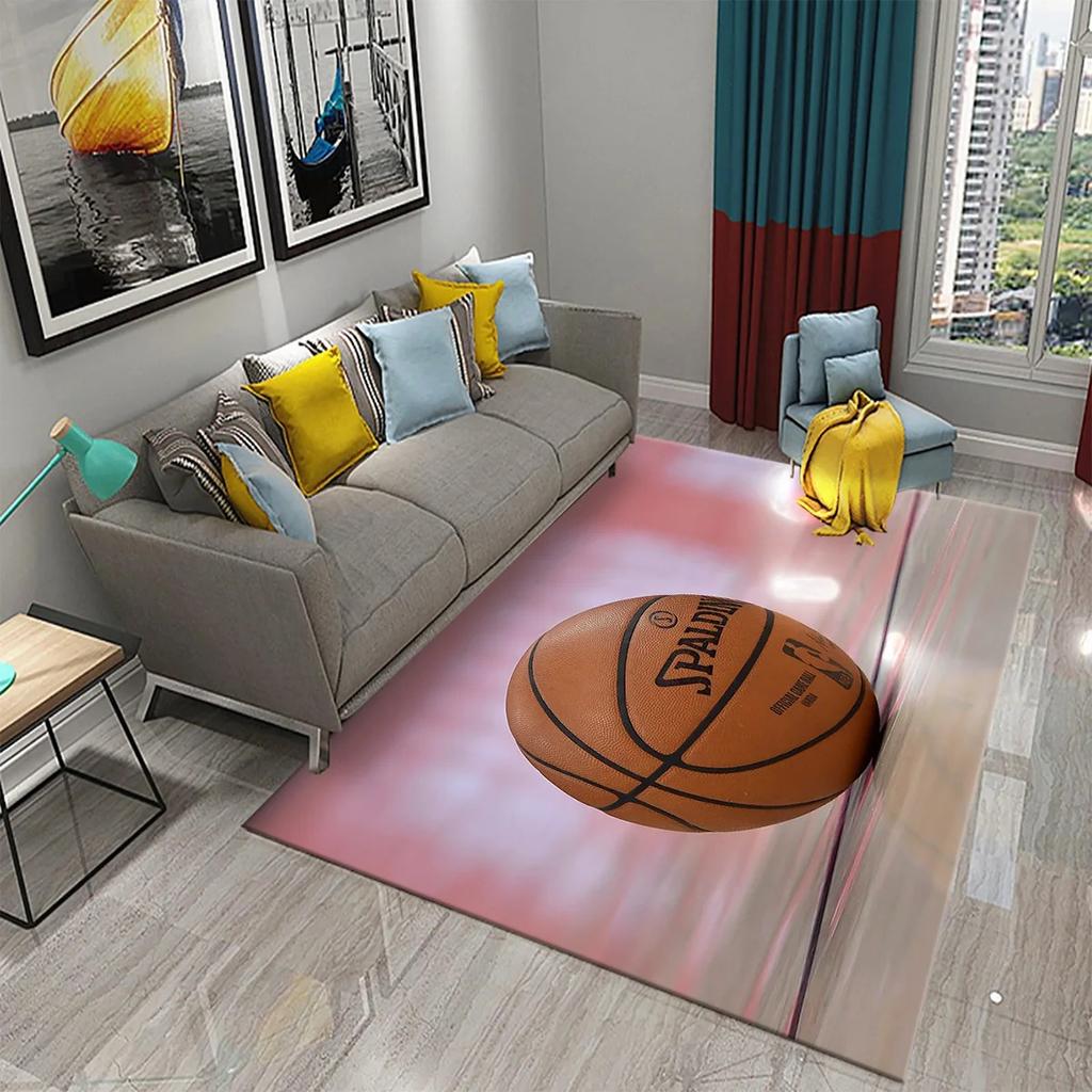Basketball Pattern Carpet Teen Boys Playroom And Living Room Sofa Non-Slip Floor Decor