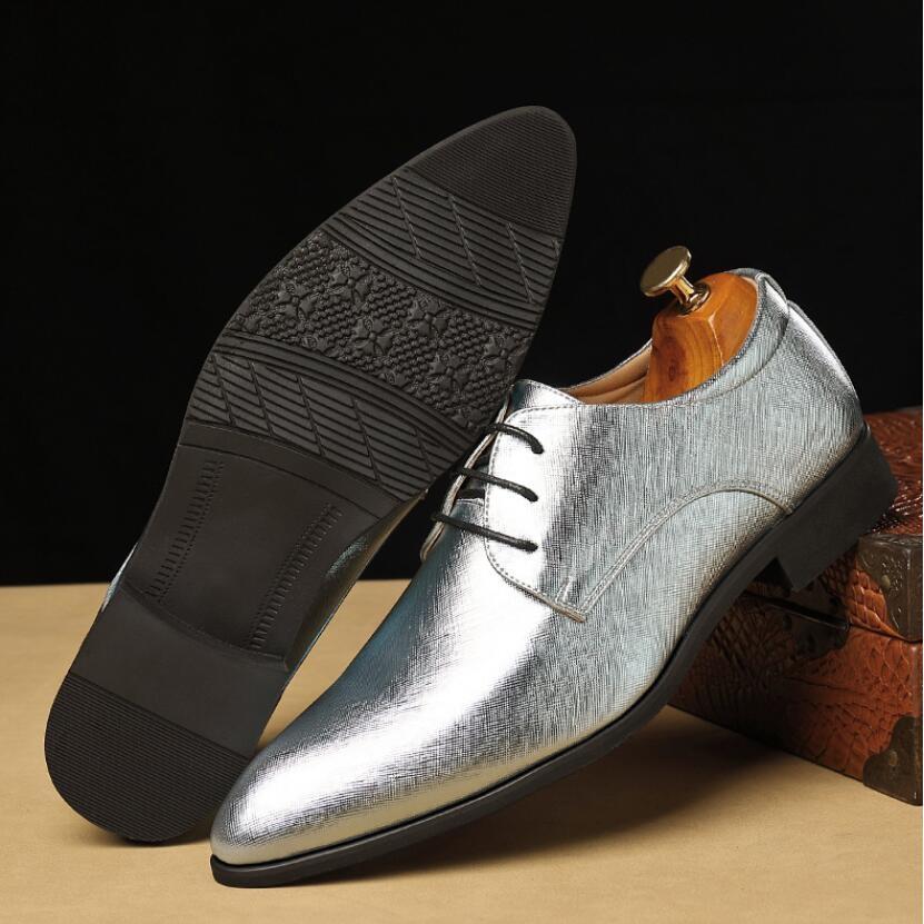 Men's Fashion Wedding Party Shoes Men Classic Derby Shoe Dress Business Office Mens Lace-Up Pointed Toe British Style Flats