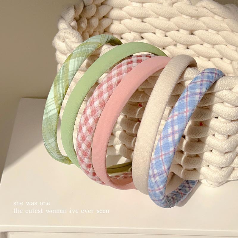 Colorful Plaid Small Hairband for Women, All-match Hairpin for Summer, High-end Hair Bun