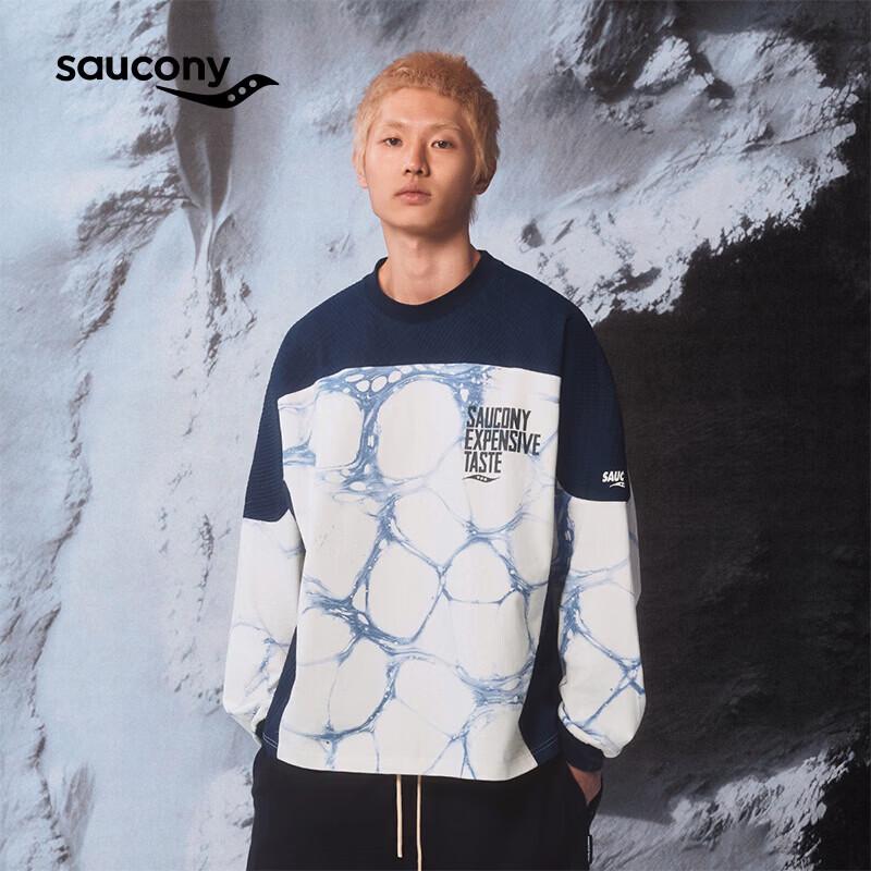Saucony Couple Collaboration Retro Color Block Knit Loose Sweatshirt 2XL