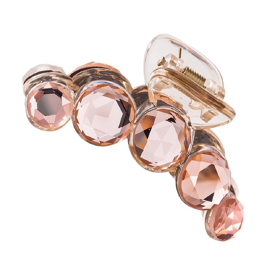 Women's Korean Style Medium Hair Claw Clip Elegant Sweet Rhinestone Hair Clip with Crystal Accents, Waterproof for Shower, Valentine's Day Gift, Sky B