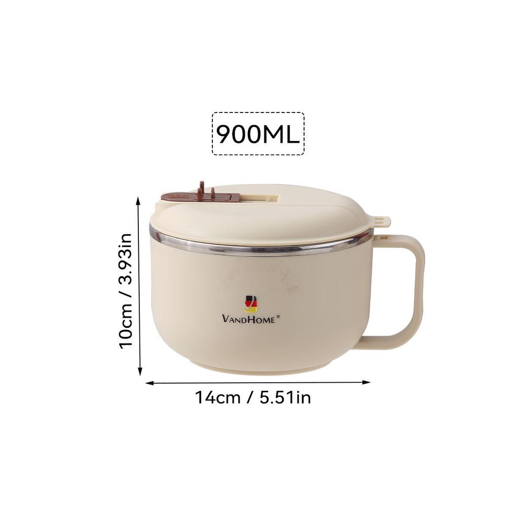900/1300ml 304 Edelstahl Bento Lunchbox mit Griff, Ablauf Instant Nudelschüssel Lebensmittelbehälter für Studenten Erwachsene