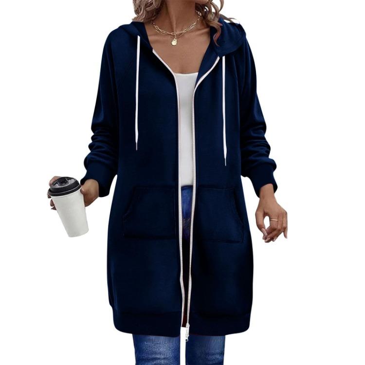Fashionable Women Hoodie Jacket Loose Fit Long Sleeve Casual Zipper