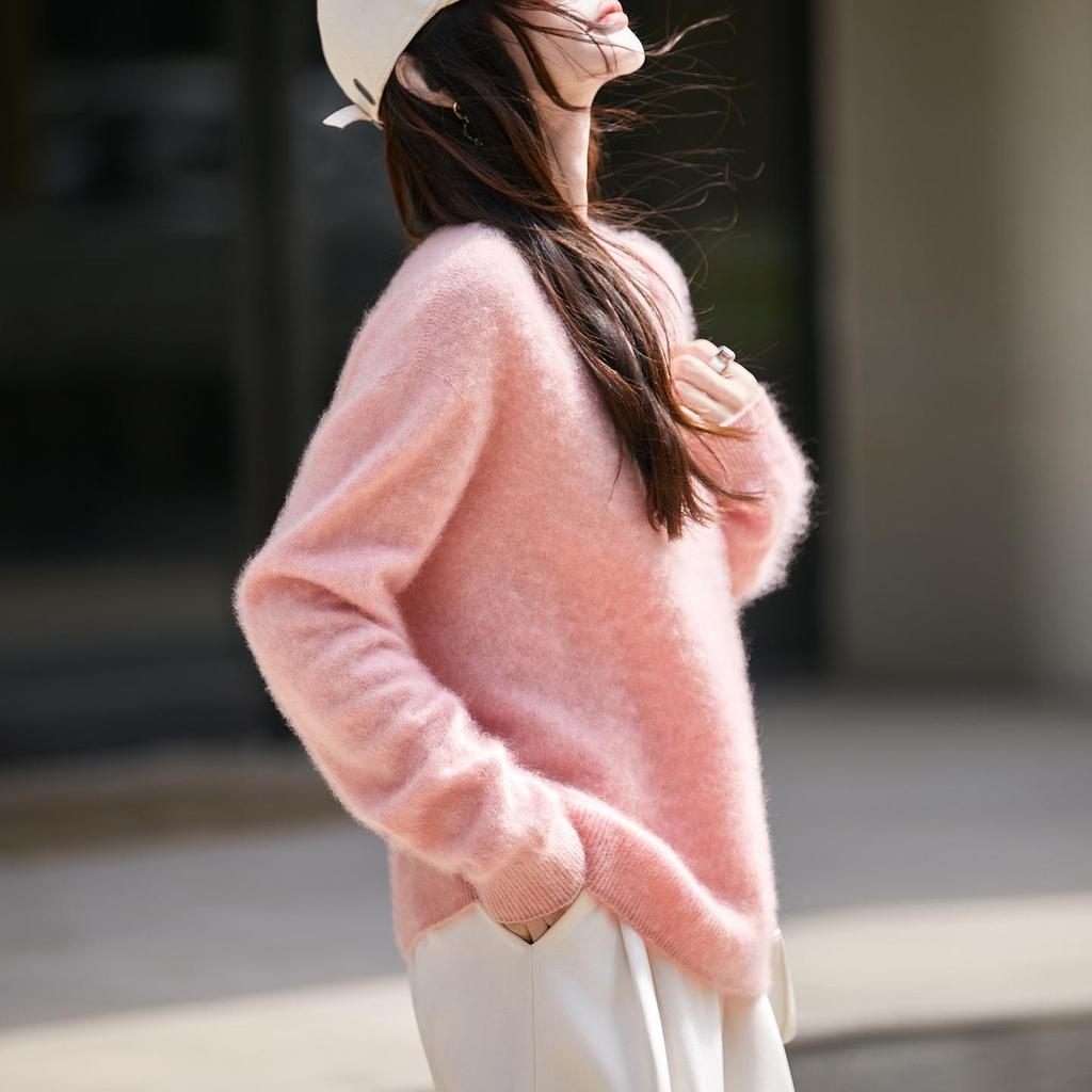 2025 Autumn/Winter Cashmere Wool Blend Round Neck Knitwear Long Sleeve Base Layer Top