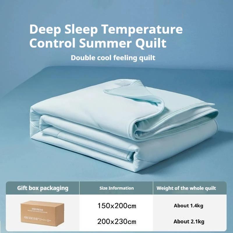 Summer Cooling Blanket Dual-Sided For Hot Sleepers - Lightweight Aircon Quilt W/Silk Feel & Breathable Cover, Ac Bed Comforter