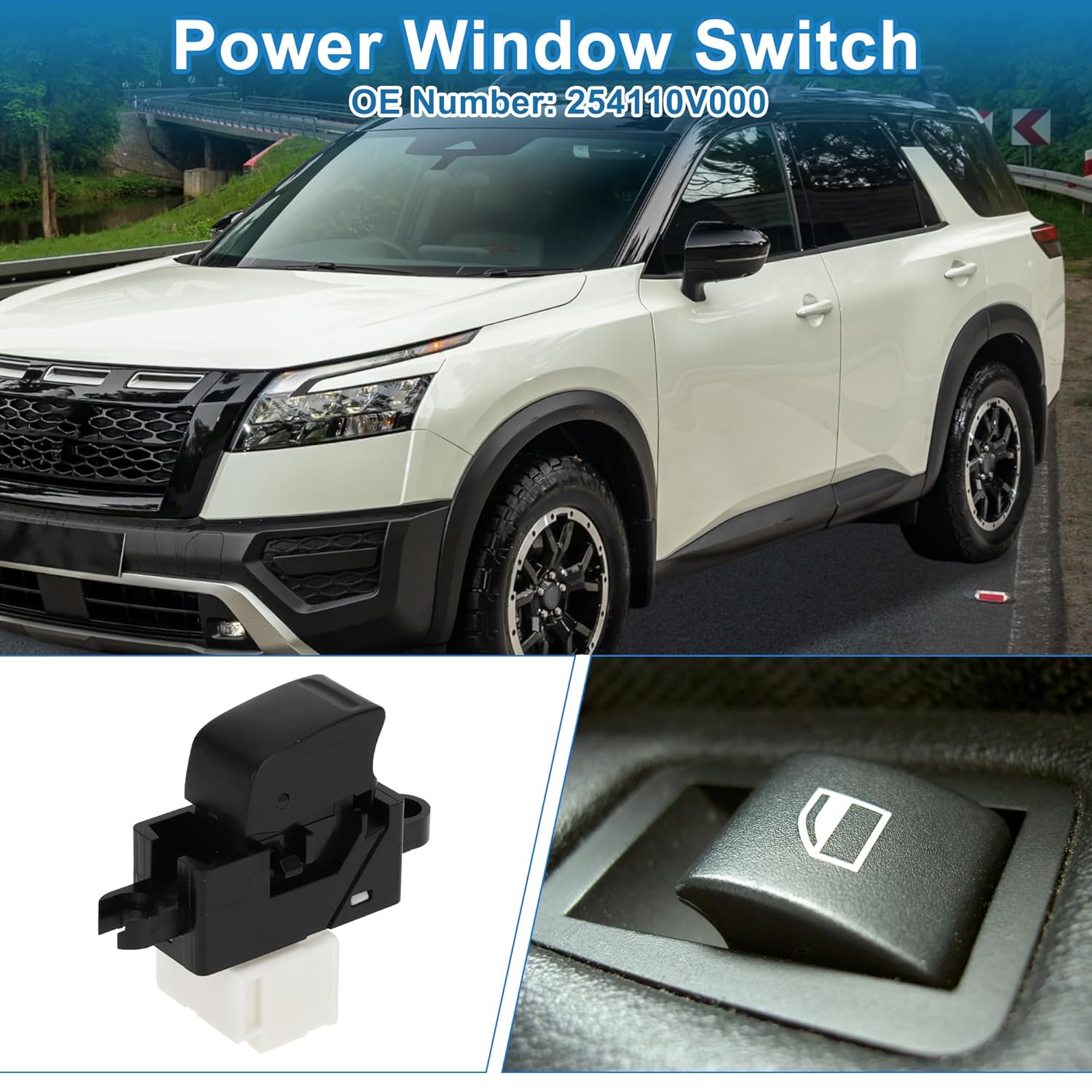 

Power Window Switch No.254110V000 Passenger Side Window Control Switch for Nissan Pathfinder 1997-2004 Black