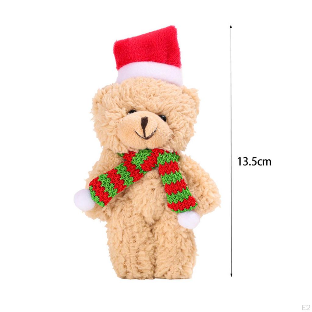 Christmas Plush Toy Bear Stuffed Animal 5.31inch Holiday Decoration Handmade for Valentine's