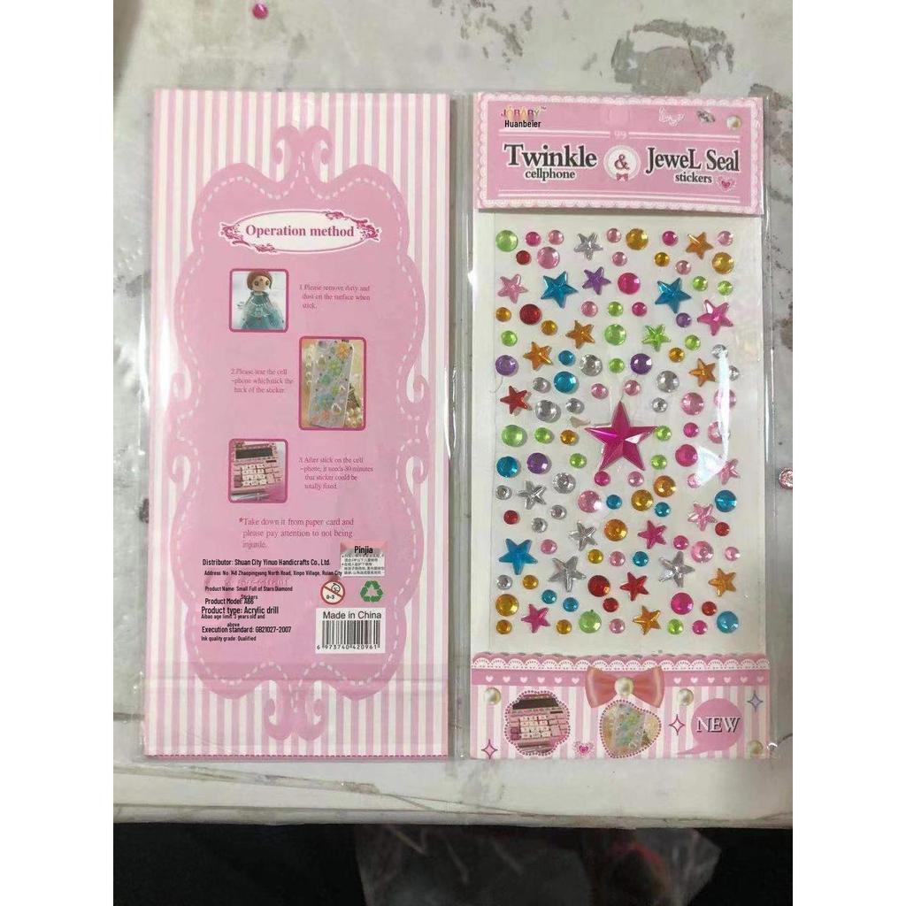 Shiny Diamond Crystal Heart Stickers for Kids - Princess & Cartoon Themes