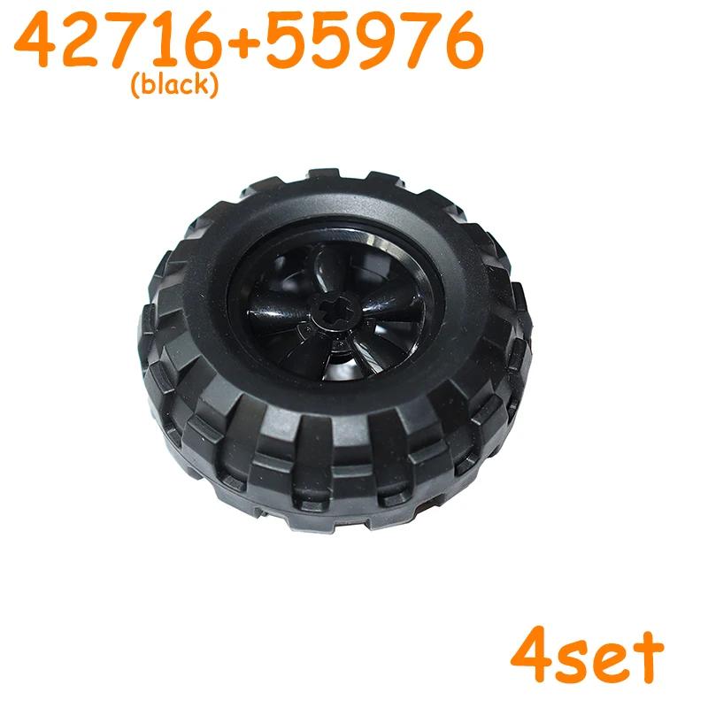 Non-Toxic 56145 42716 55978 15413 70695 Tire Wheel Cross Hole Set Car Truck Wheels Hub Technical Bricks Moc Motorcycle Building Blocks