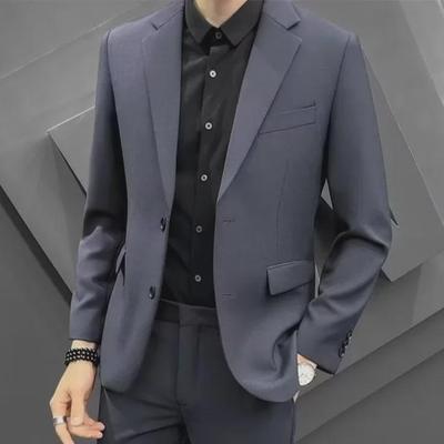 Men's Autumn/Winter 2024 Hong Kong Style Slim Fit Suit Jacket for Business, Weddings, and Formal Events.