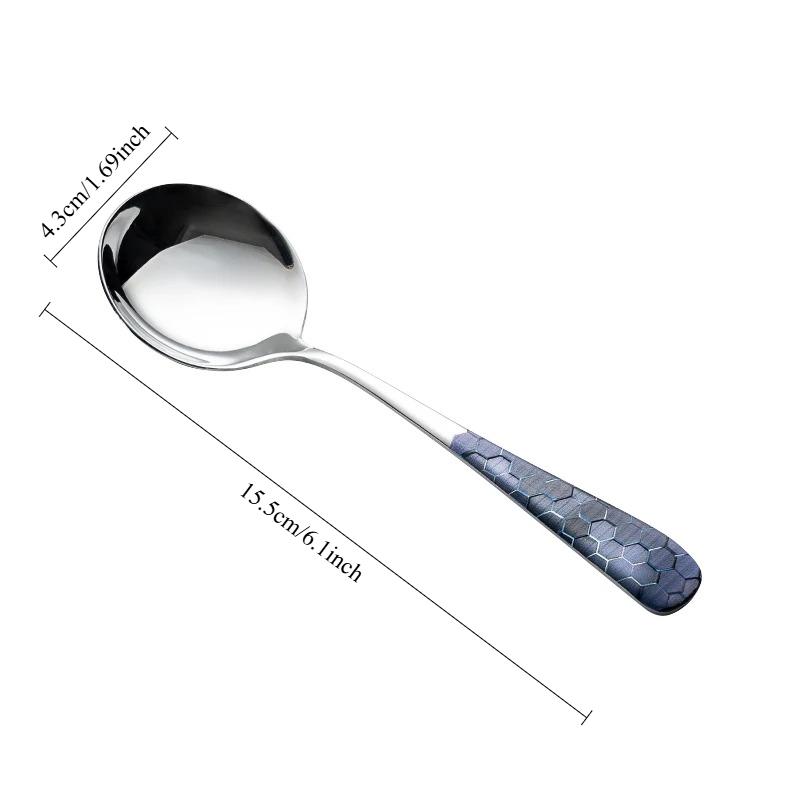 Stainless Steel Tableware Spoon and Chopsticks, Multicolor, Korean Round Pattern, Enrich Convenience for Home Use, Flatware