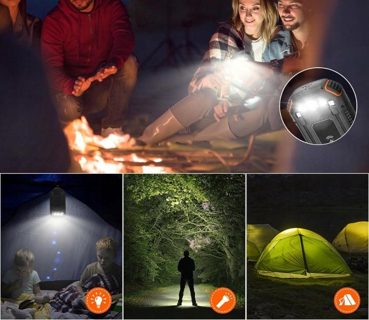 Powerbank Încărcător Solar 20000mAh 5xUSB Lanternă Carabină Qi Acelufly