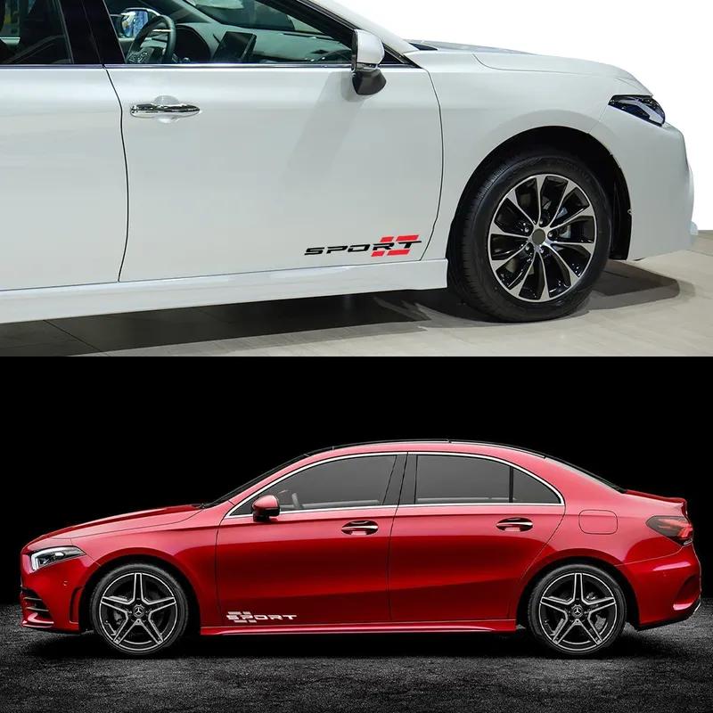 2PCS Car Body Side Skirts Sport Letters Stickers Vinyl Film Decals PVC Self-adhesive Car Body Exterior Decoration Accessories