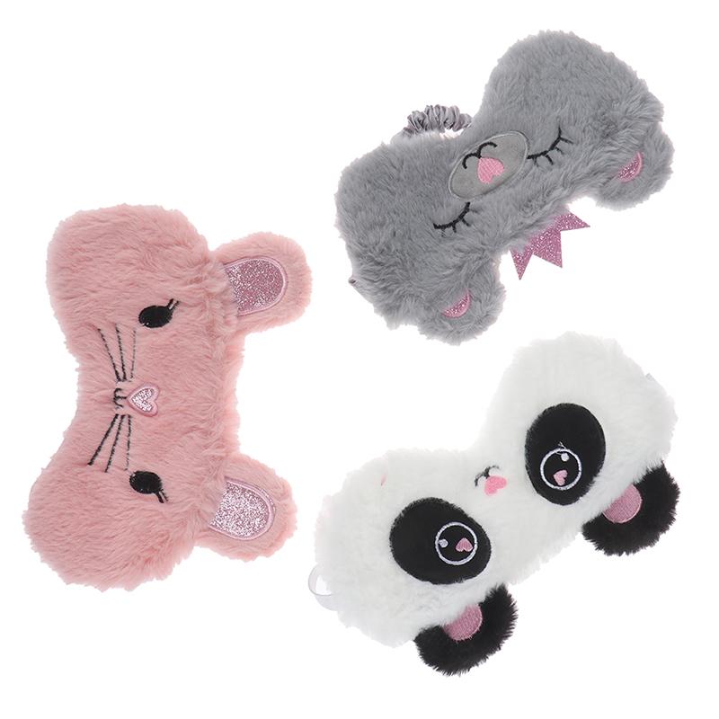 Women Plush Eye Mask White Panda Blindfold Eye Patch Eyeshade Sleep Mask Gift