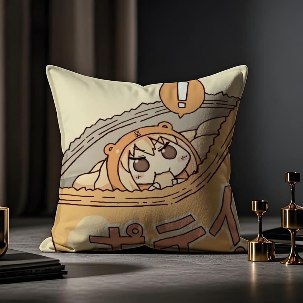 Umaru Doma Anime Cushion Cover Anti-dustmite Pillowcase Invisible Zipper Silky Short Plush Sofa Cushion Cover