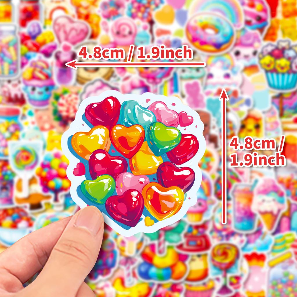 100 Colorful Candy Cartoon Graffiti Stickers Lollipop Ice Cream Diy Decorative Handbook Girl Heart Sticker