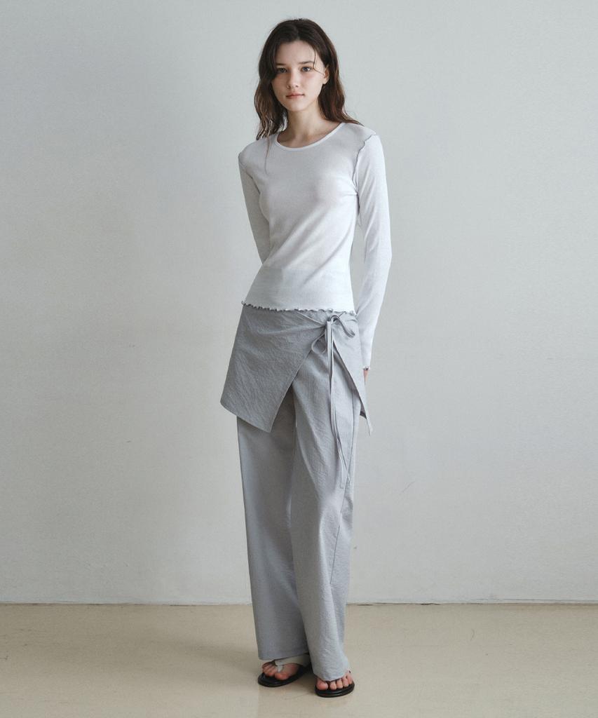 Wednesday Oasis For Woman Striped Wrap Skirt Pants_Grayish Blue(W26Pt08)