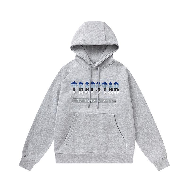 Trapstar towel embroidered letters fleece-lined zipper jacket, hooded sweatshirt pants, couple set