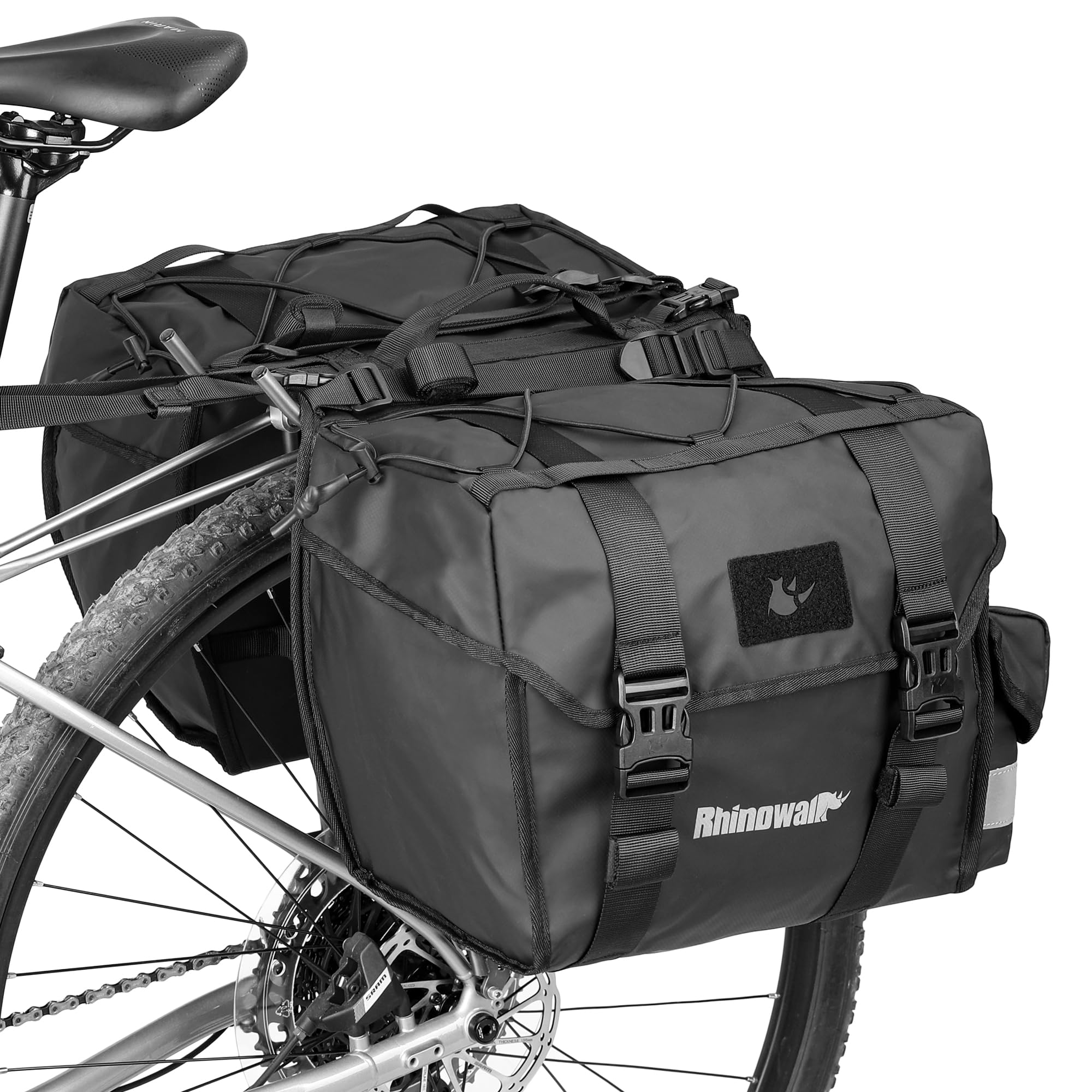 

Rhinowalk 50L Double Pannier Bag with Carry Handles for Bicycles with Rear Racks, Professional Cycling Accessories - Black