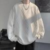 EYWY Men's Plus Size Thick White Hoodie with Velvet, Autumn/Winter Trendy American Style, Youth Round Neck Jacket