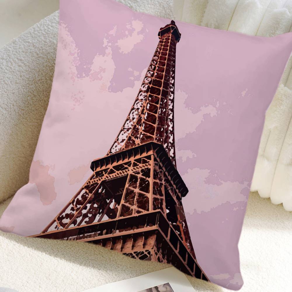 Paris Eiffel Tower Pillow Case Square Pillow Bedroom Sofa Leisure Comfort Cushion Car Home Decoration