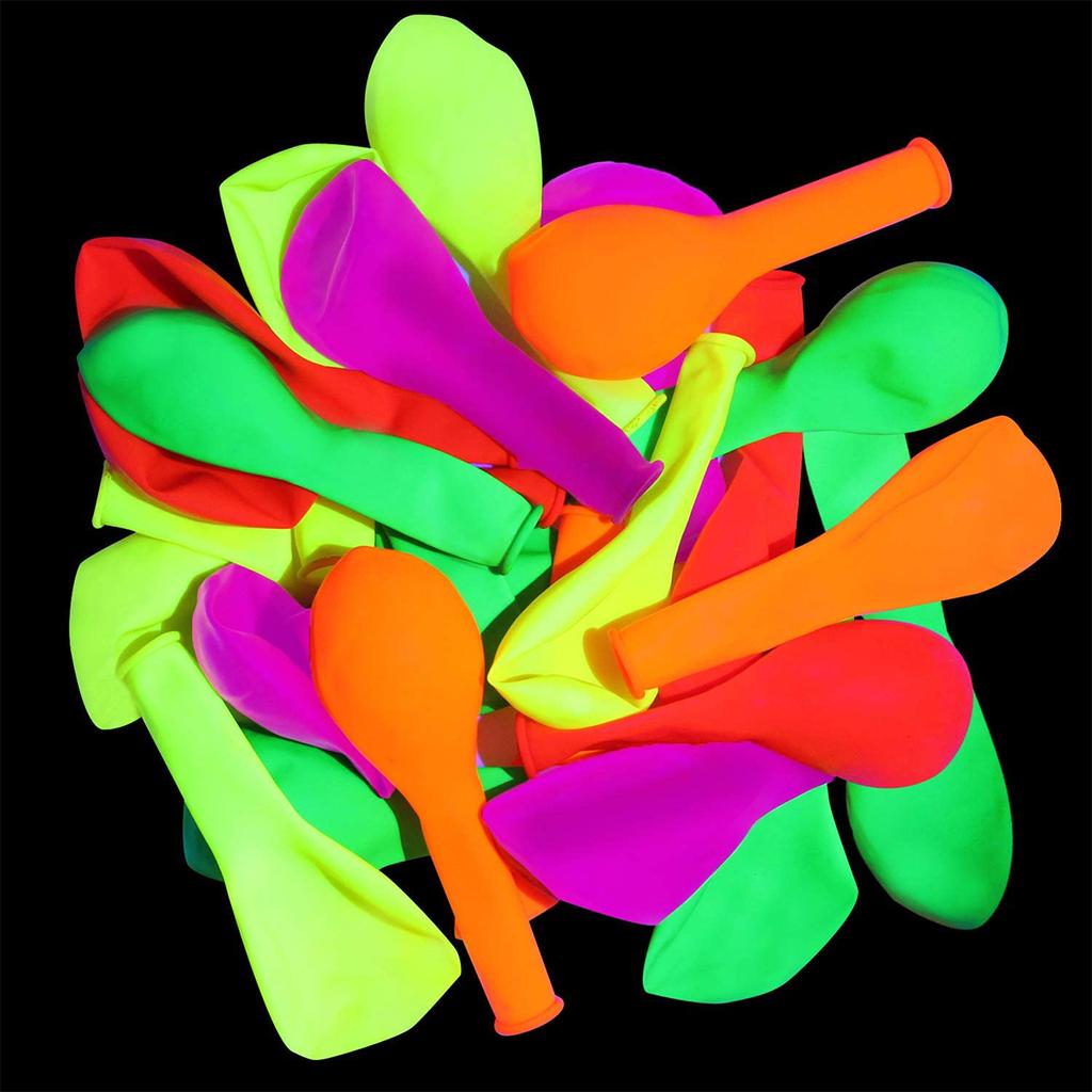 300Pcs Neon Glow Balloons Reusable Glow in the Dark Balloon 10 Inch Happy Birthday Party Wedding DIY Fluorescent Balloon Arch