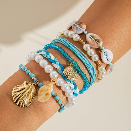 Bohemian Style Rice Bead Shell Multi-layer Bracelet Ethnic Style Rope Braided Bracelet