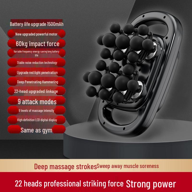 Professional Multi-Head Deep Tissue Massage Gun with High-Frequency Vibration for Muscle Relaxation and Rechargeable Use