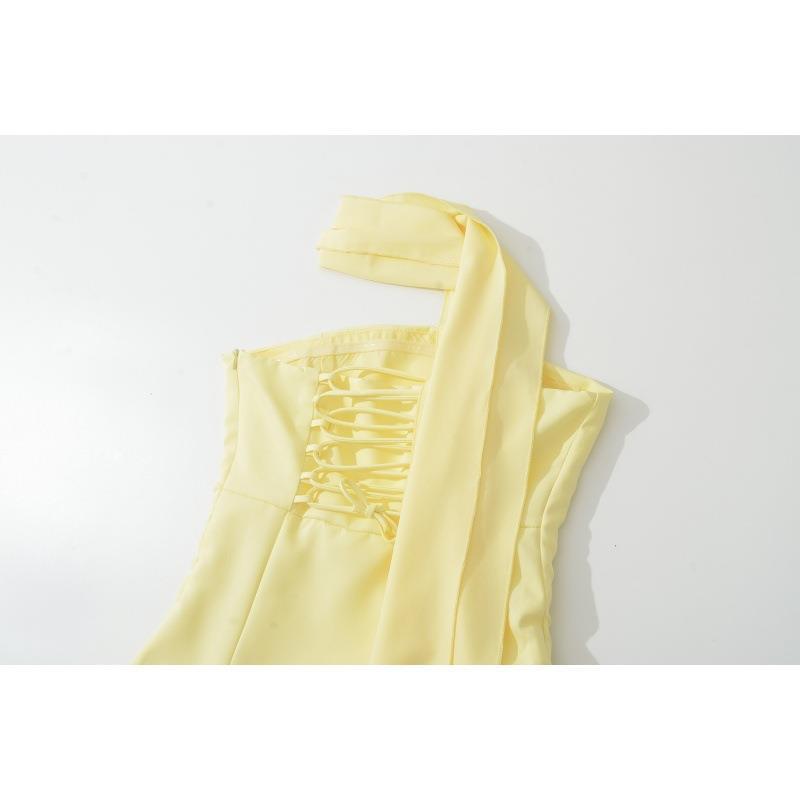 Strappy One-Shoulder Waist-Cinching Backless Formal Dress for Women