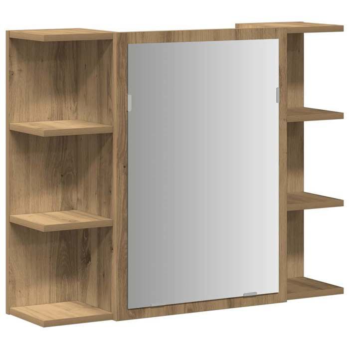 VidaXL Armoire à miroir de salle de bain chêne artisanal 80x20,5x64 cm, placard à miroir, armoire murale avec miroir, 856037
