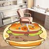 Soft Pastel Cartoon Animal Burger Printed Round Carpet, Kawaii Style Anti-slip Rug for Entryway Nursery Baby Bedroom Floor