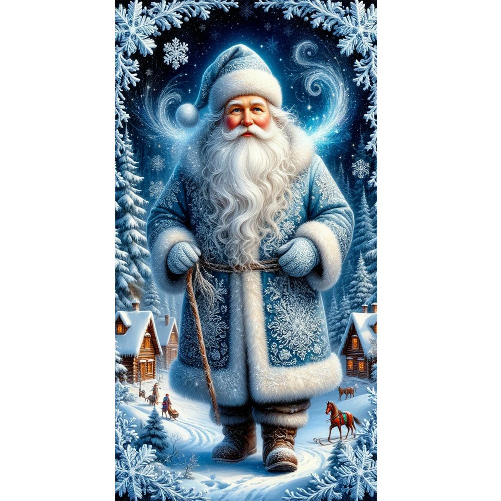 

Large Size Mosaic DIY Full Diamond Painting Kits Art Christmas Girl and Santa Claus Picture Embroidery Cross Stitch Rhinestones round 30x60cm білий