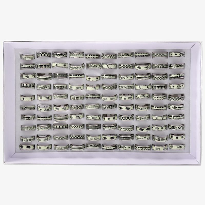 

10 шт. светящиеся смешанные кольца из нержавеющей стали, светящиеся кольца, пара колец