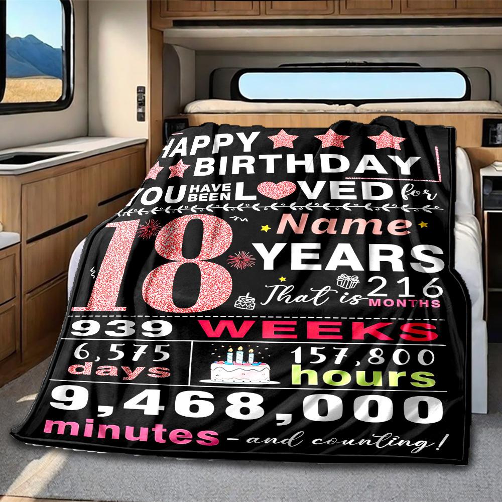 Happy Birthday Customize Your Name Rv Blanket Soft Lightweight Comfortable For All Seasons Comfortable Soft And Lightweight Allseason Multipurpose