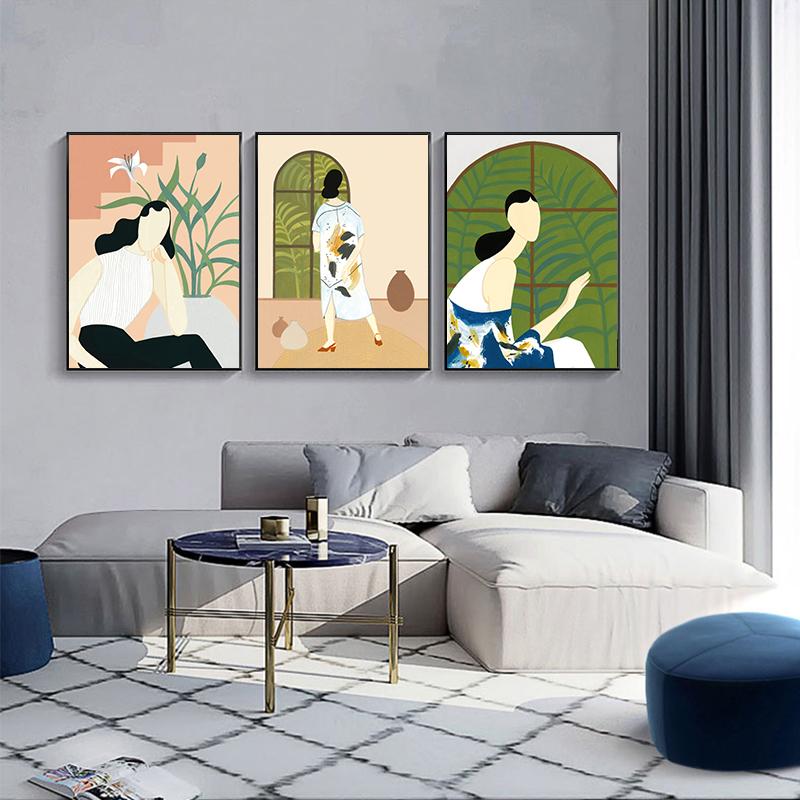 Abstract Woman Art Oil Painting Decorative Illustration Nordic Posters And Prints Wall Art Canvas Mural Pictures In The Room No Frame