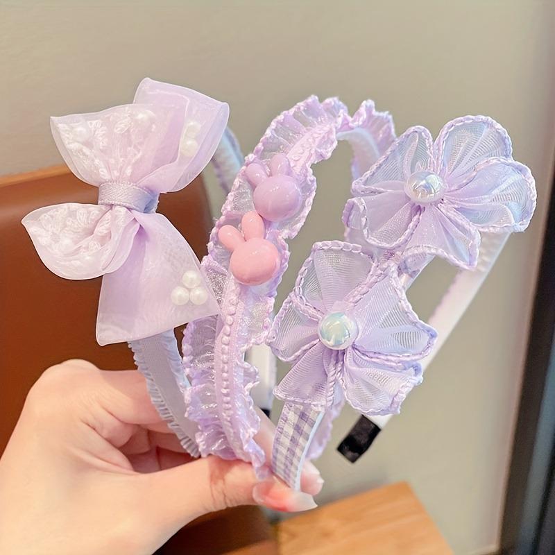 3PCS Elegant and Sweet Lace Floral Mesh Non-slip Headband, Charming Bow Decoration, Stylish Hair Accessories