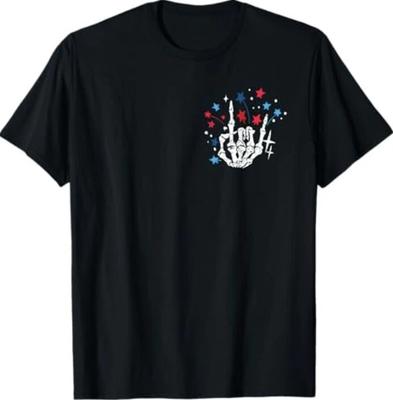 Funny Skeleton US Flag 4th Of July Cute Chill The Fourth Out T-Shirt