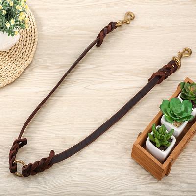 Cowhide Traction Rope One Tow Two Double Head Layer Cowhide Traction Rope Two Dog Tractor Leather Strip Copper Buckle Pet Supplies