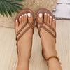 Large Size Flat Toe Flip-flops Women's Solid Color Woven Toe Wear Beach Sandals Wish