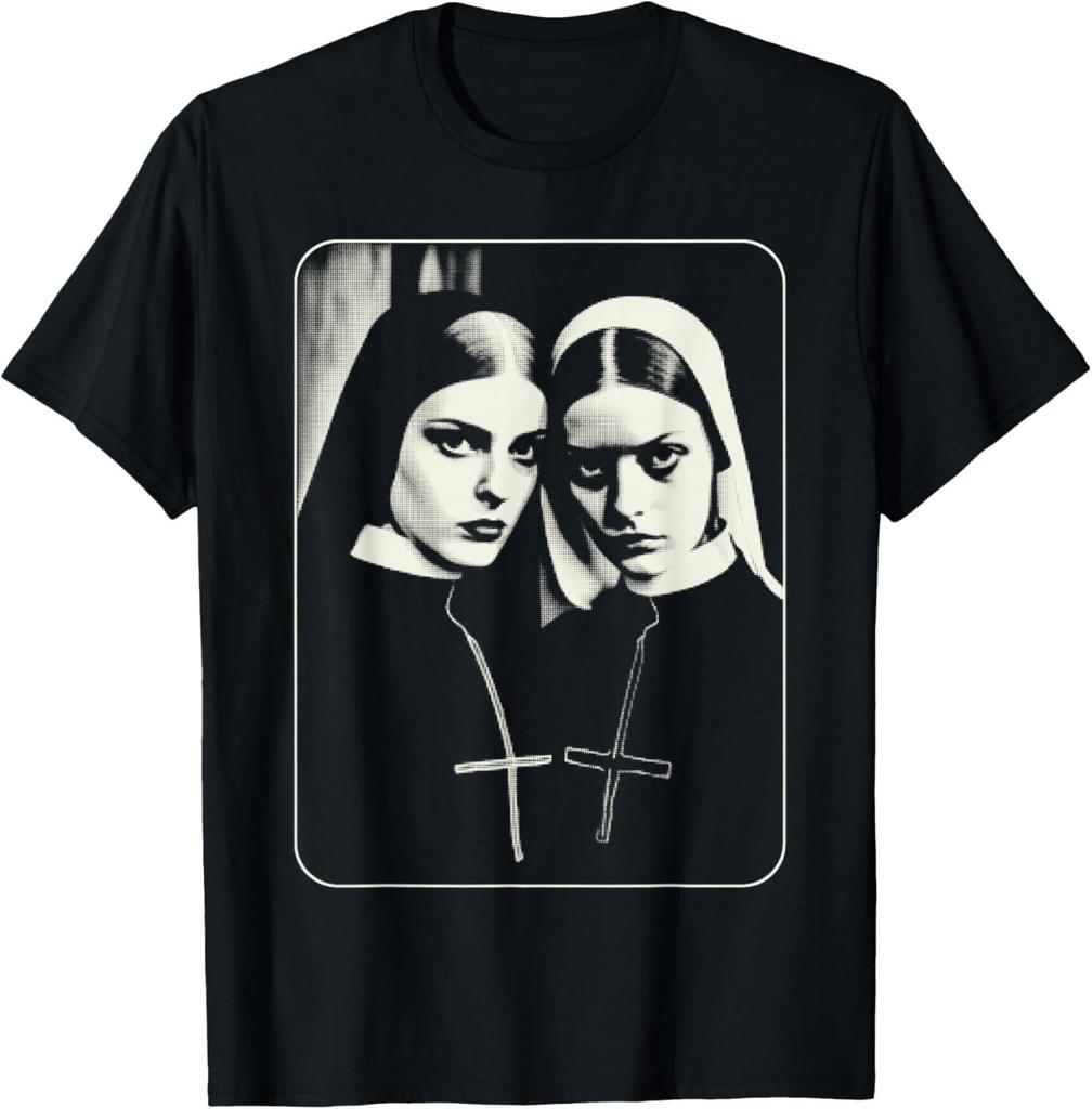 Arte Oscura Occulta, Monaca Empia, T-shirt Gotica per Donna Uomo