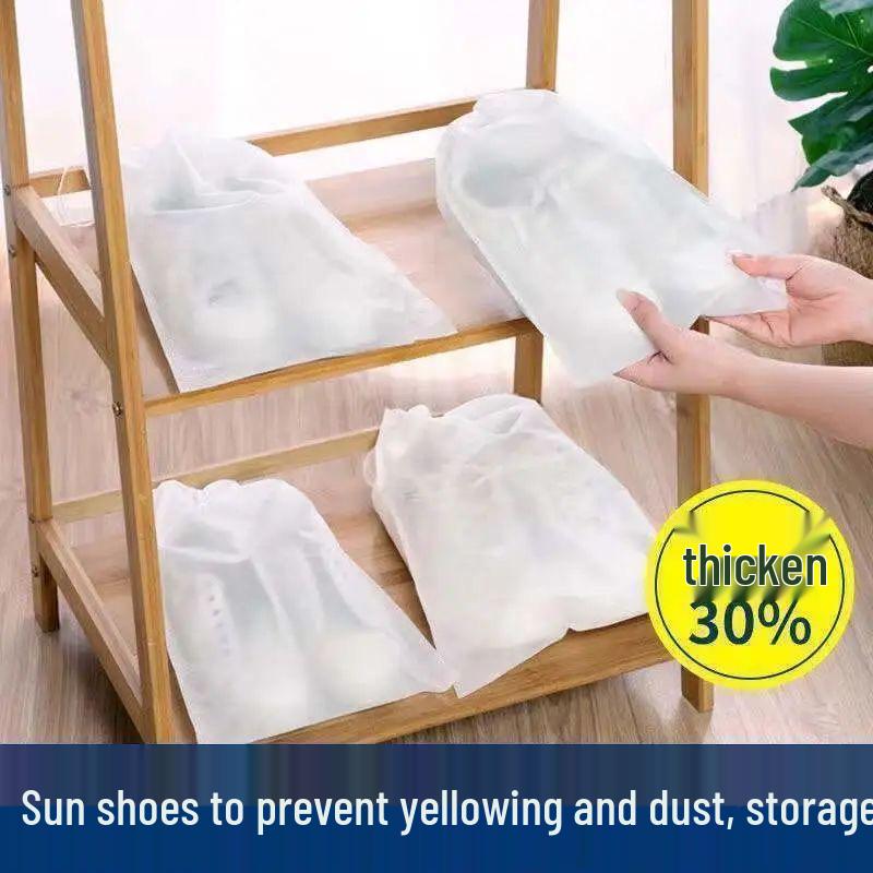 Shoe Protection Bag: Anti-Yellowing, Non-Woven, Sun-Resistant, Moisture-Proof, Dustproof, White, Drawstring, Thick Cover for Shoe Storage 5 disposable shoe covers
