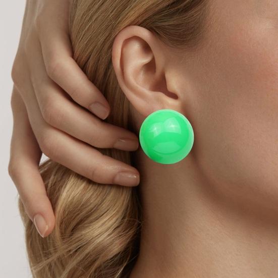 

1 пара женских серег-гвоздиков круглой формы ярких цветов, гладкие и легкие полые серьги-гвоздики для выпускного вечера, женские украшения для ушей зелёный