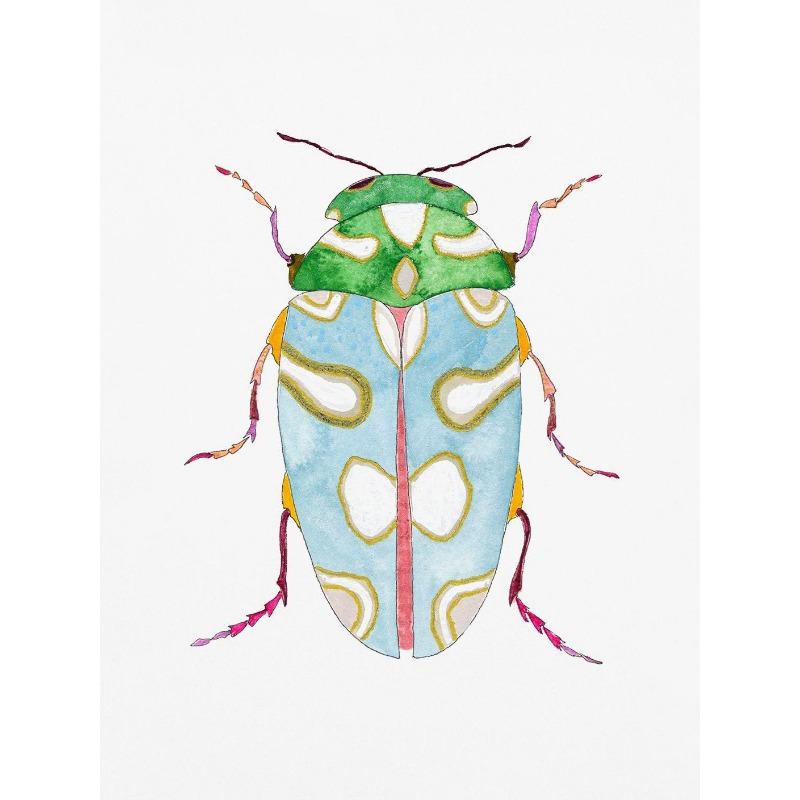 Aquarell Käfer Marienkäfer Poster Druck Buntes Insekt Leinwand Malerei Natur Wandkunst Bild Kinderzimmer Heimdekor