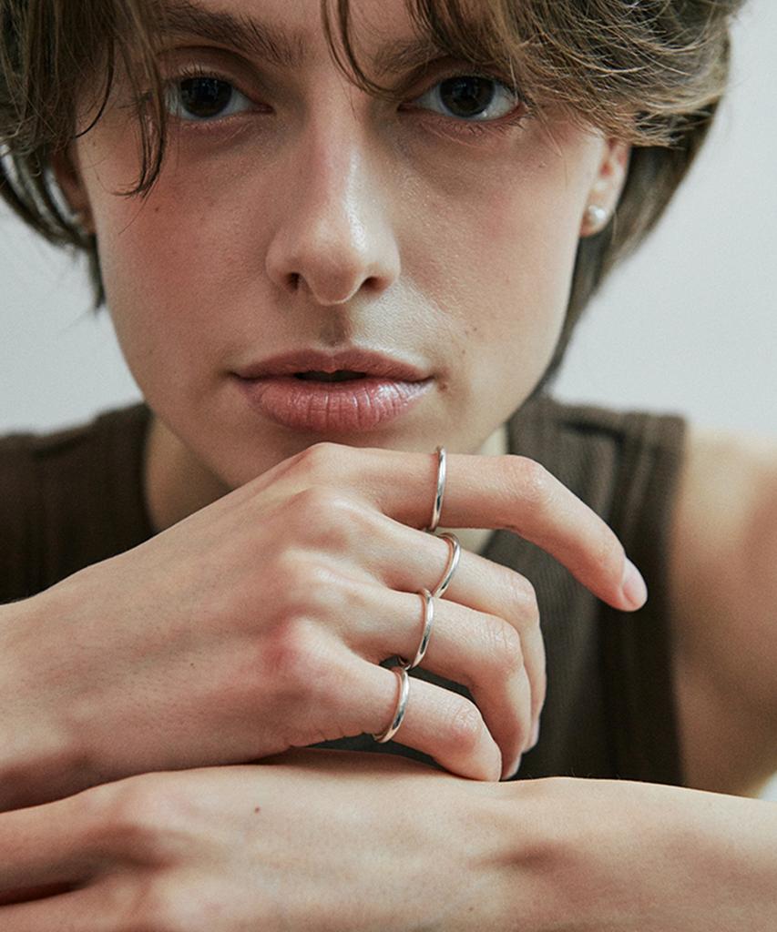 Verte [925 Silver] Cinq.Silver.227 / Filet Layered Ring