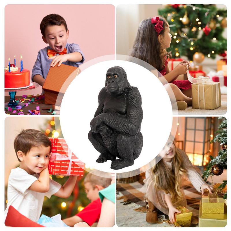 

Фигурка гориллы Маленькая скульптура орангутана Фигурки дикой природы Сувениры для вечеринок Школьный проект Настольное украшение Познавательные игрушки с животными чёрный