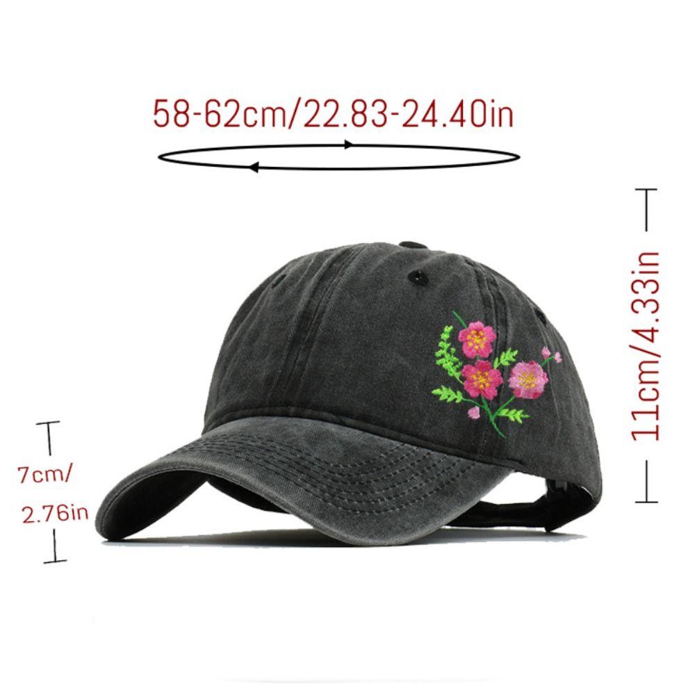 Retro Floral Embroidery Baseball Cap Washed Cotton Adjustable Peaked Cap Casquette For Man Women