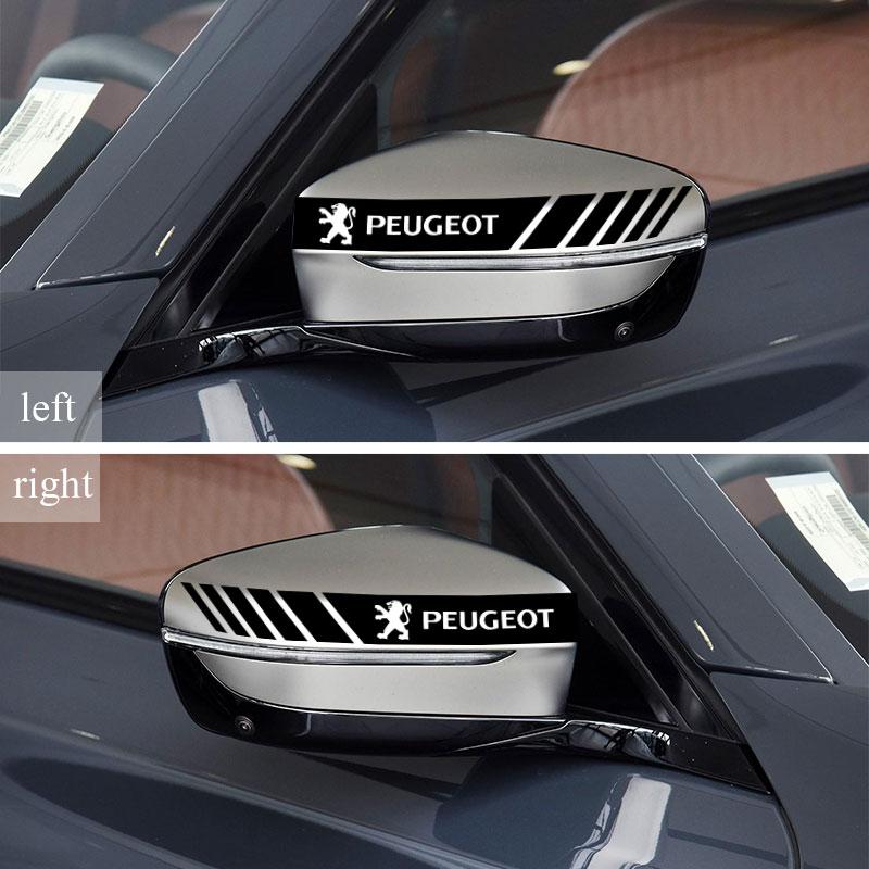 2Pcs Car Stripe Stickers Rearview Mirror Reflective Vinyl Decals Decoration For Peugeot 308 408 508 RCZ 208 3008 2008 206 207 108 406 407 408 206 207