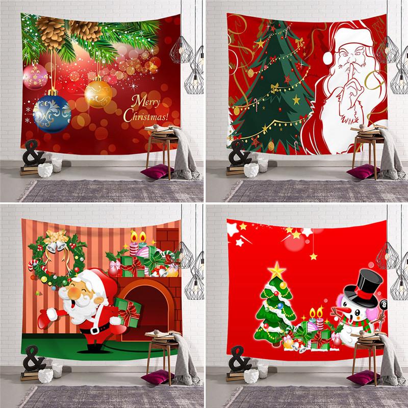 75X58cm Frohe Weihnachten Tapisserie Cartoon Santa Claus Gedruckt Wand Hängen Tuch Hintergrund Tuch Hause Dekorative Wand Decke