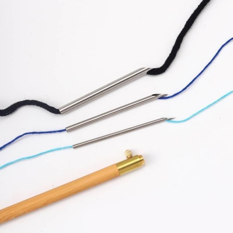 Punch-Nadel Stickset mit 5/3,5/2,5 mm Punch-Nadelkopf Holzgriff Stickstift für Stickerei-Handwerk