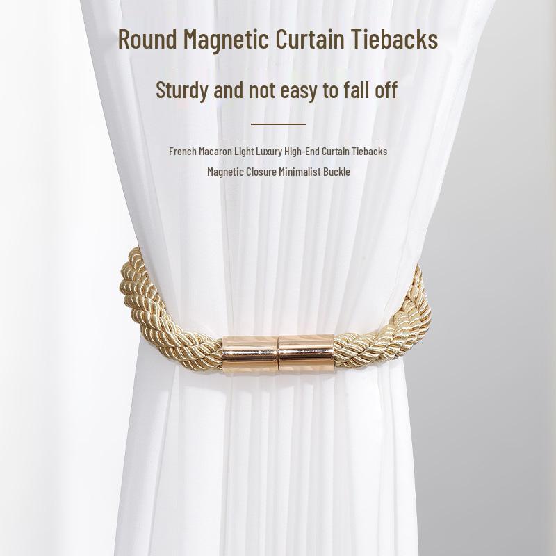 Modern Braided Magnetic Curtain Tie-back, No-Drill Installation